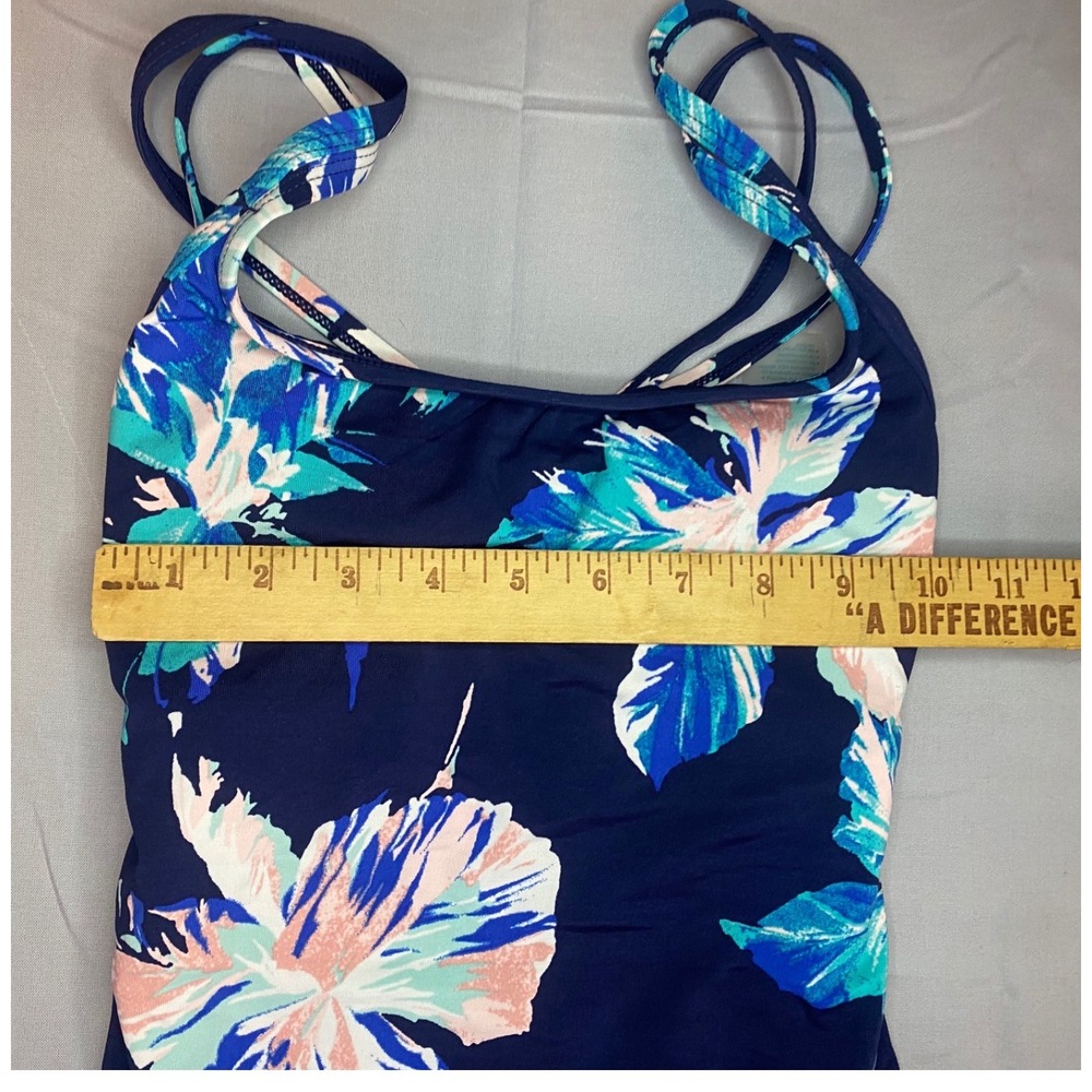 Carve‎ Designs Swimsuit Women XS Navy Blue New Floral Crisscross One Piece - Picture 5 of 8